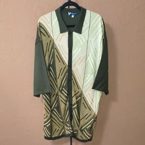 Michael Irvin Playmaker Knit Green Patterned Casual Button Down Shirt Size 3X